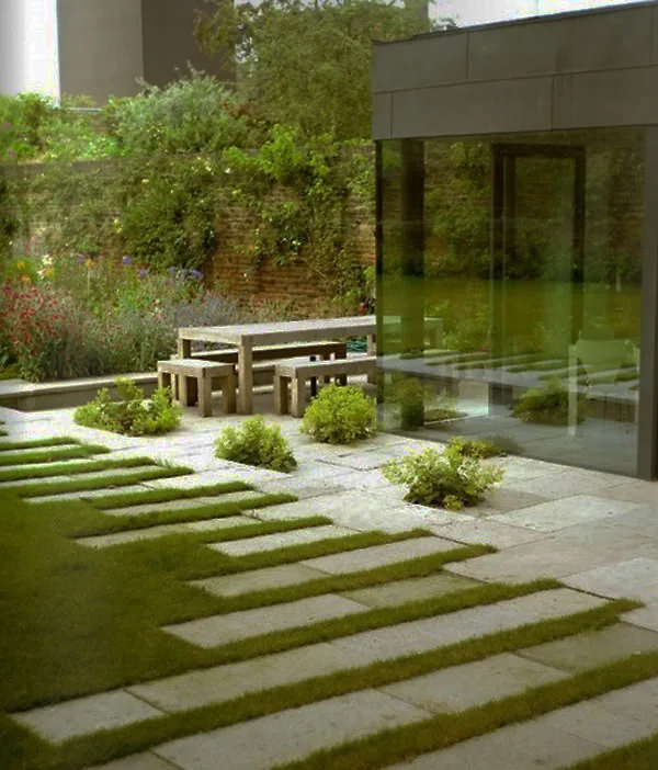 Terrace pathway with stone